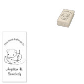 Niedliche kleine Maus schweben auf einem leaf-Buch Gummistempel (Stempel)