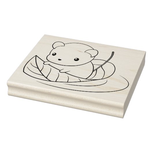 Niedliche kleine Maus schwimmt auf einer linken Fa Gummistempel (Stempel)