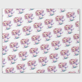 Niedliche kleine Meerjungfarbe lila türkis Geschenkpapier (Flach)