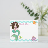 Niedliche kleine Meerjungfrau-Anmerkungs-Karte 2 Dankeskarte (Stehend Vorderseite)