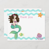 Niedliche kleine Meerjungfrau-Anmerkungs-Karte 2 Dankeskarte (Vorne/Hinten)