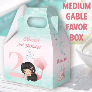 Niedliche kleine Meerjungfrau Dark Hair Pink Mediu Geschenkschachtel
