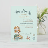 Niedliche kleine Meerjungfrau Einladung (Stehend Vorderseite)