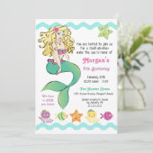 Niedliche kleine Meerjungfrau Einladung (Stehend Vorderseite)