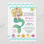 Niedliche kleine Meerjungfrau Einladung (Vorne/Hinten)