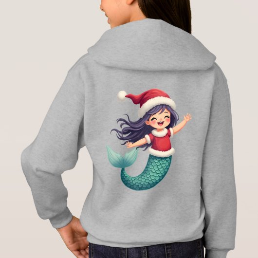 Niedliche kleine Meerjungfrau feiert Weihnachten Hoodie (Rückseite)