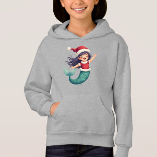 Niedliche kleine Meerjungfrau feiert Weihnachten Hoodie