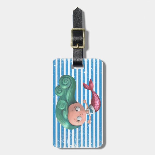 Niedliche kleine Meerjungfrau Gepäckanhänger (Vorderseite vertikal)