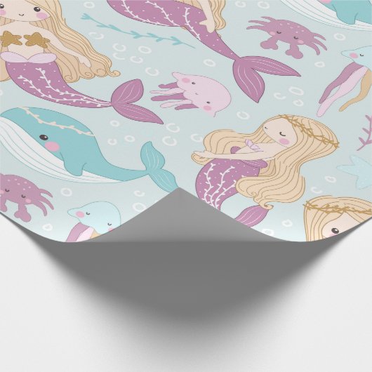 Niedliche kleine Meerjungfrau Geschenkpapier (Ecke)