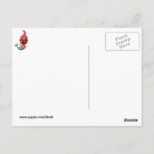 Niedliche kleine Meerjungfrau mit rosa Haar Postkarte (Rückseite)