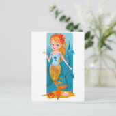 Niedliche kleine Meerjungfrau mit rotem Haar und b Postkarte (Stehend Vorderseite)