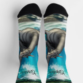 Niedliche kleine Meerjungfrau mit Seadragon. Socken (Oben)