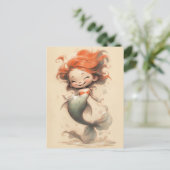 Niedliche kleine Meerjungfrau, Skizze Kunst Postkarte (Stehend Vorderseite)
