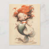 Niedliche kleine Meerjungfrau, Skizze Kunst Postkarte (Vorderseite)