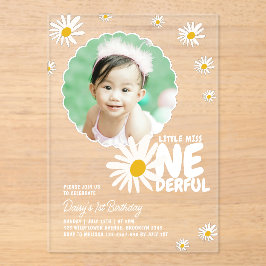 Niedliche kleine Miss ONEderful Daisy Foto Geburts Acryleinladungen