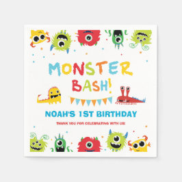 Niedliche kleine Monster Bash 1. Geburtstag Serviette