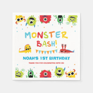 Niedliche kleine Monster Bash 1. Geburtstag Serviette
