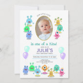 Niedliche Kleine Monster Foto Geburtstagsparty Einladung (Vorderseite)