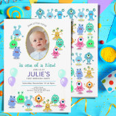 Niedliche Kleine Monster Foto Geburtstagsparty Einladung