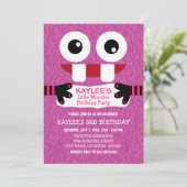 Niedliche Kleine Monster Geburtstagsparty Einladung (Stehend Vorderseite)