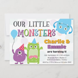 Niedliche kleine Monster Geburtstagsparty, jedes A Einladung
