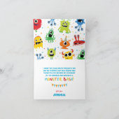 Niedliche kleine Monster Junge Geburtstagszelt Dankeskarte (Innenseite)