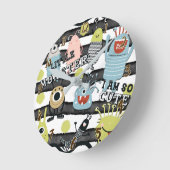 Niedliche Kleine Monster Moderner Chic Wasserfarbe Runde Wanduhr (Winkel)