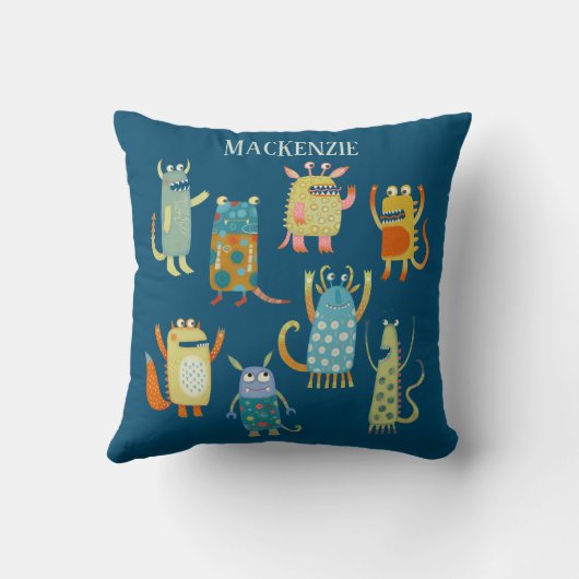 Niedliche Kleine Monster Personalisiert Kissen (Rückseite)