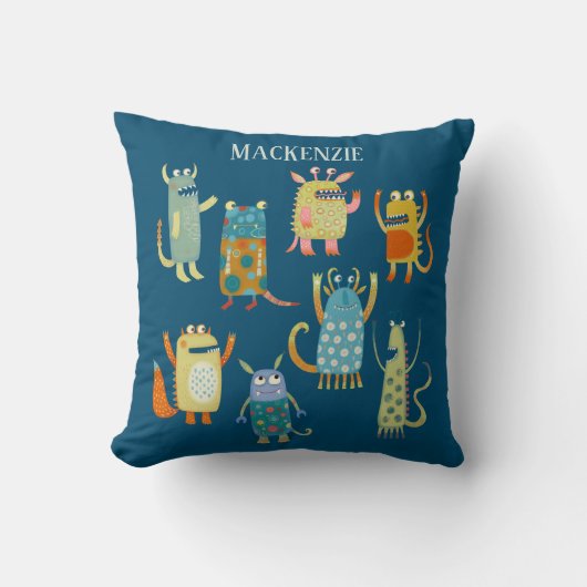 Niedliche Kleine Monster Personalisiert Kissen (Vorderseite)