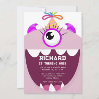 Niedliche Kleine Monster Pink Geburtstagsparty Einladung