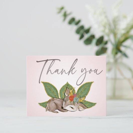 Niedliche Kleine Oh Hirsche Grüne Woodland Wild Fr Postkarte (Stehend Vorderseite)