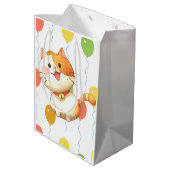 Niedliche kleine Orange Cat Kitten farbenfrohe Bal Mittlere Geschenktüte (Rückseite Schrägansicht)