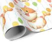Niedliche Kleine Orange Kätzchen Farbige Balloons Geschenkpapier (Rolleneckpunkt)