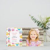 Niedliche kleine Owls Foto Jede Gelegenheit Vielen Dankeskarte (Stehend Vorderseite)