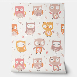 Niedliche kleine Owls in gedämpften Farben Tapete