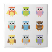 Niedliche Kleine Owls Tile Fliese (Vorderseite)