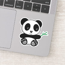 Niedliche kleine Panda mit einem Bambushecker