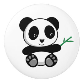 Niedliche kleine Panda mit einem Bambushecker Keramikknauf