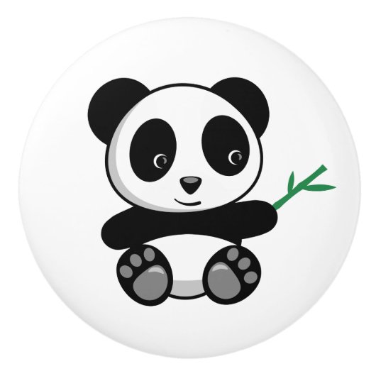 Niedliche kleine Panda mit einem Bambushecker Keramikknauf (Vorderseite)