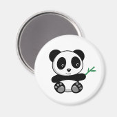 Niedliche kleine Panda mit einem Bambushecker Magnet (Vorderseite/Rückseite)