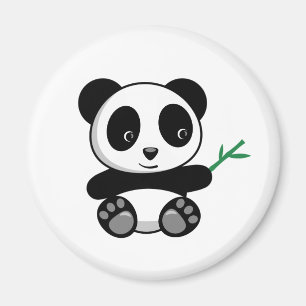 Niedliche kleine Panda mit einem Bambushecker Magnet