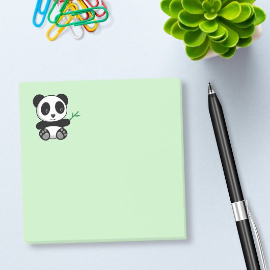 Niedliche kleine Panda mit einem Bambushecker Post-it Klebezettel