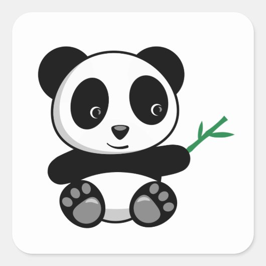 Niedliche kleine Panda mit einem Bambushecker Quadratischer Aufkleber (Vorderseite)