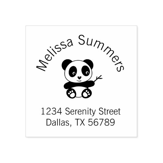 Niedliche kleine Panda mit einer Bambusanschrift Gummistempel (Prägung)