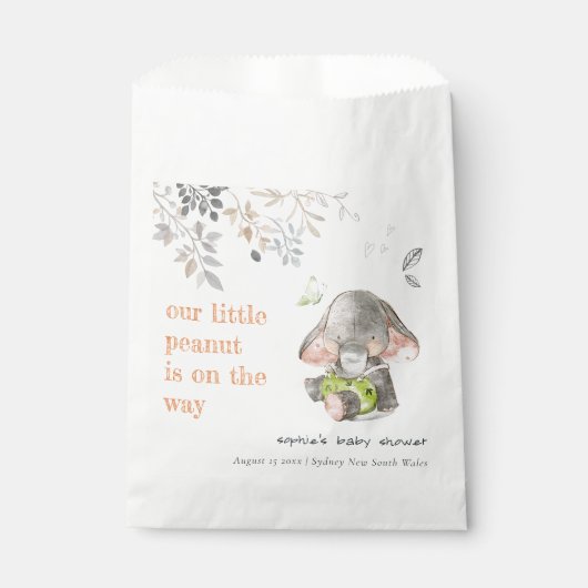 Niedliche kleine Peanut Elephant Foliage Babydusch Geschenktütchen (Vorderseite)