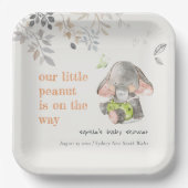 Niedliche kleine Peanut Elephant Foliage Babydusch Pappteller (Vorderseite)