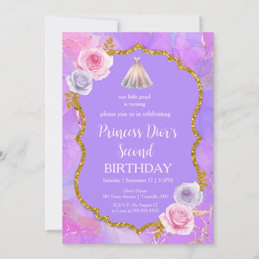 niedliche kleine Perle 2. Geburtstag Einladung (Vorderseite)