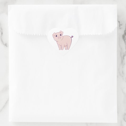 Niedliche kleine Piggie Art Herz-Aufkleber (Tasche)