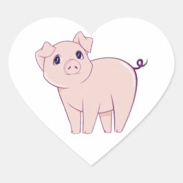 Niedliche kleine Piggie Art Herz-Aufkleber