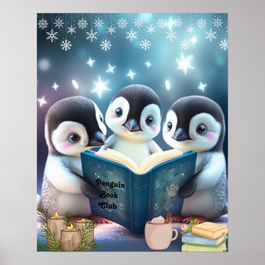Niedliche kleine Pinguine lesen Buch Personalisier Poster (Vorne)